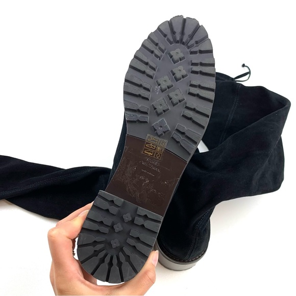 Stuart Weitzman Over The Knee Boots Suede Leather Low Block Heel Lug Sole 9.5 B - Picture 6 of 11